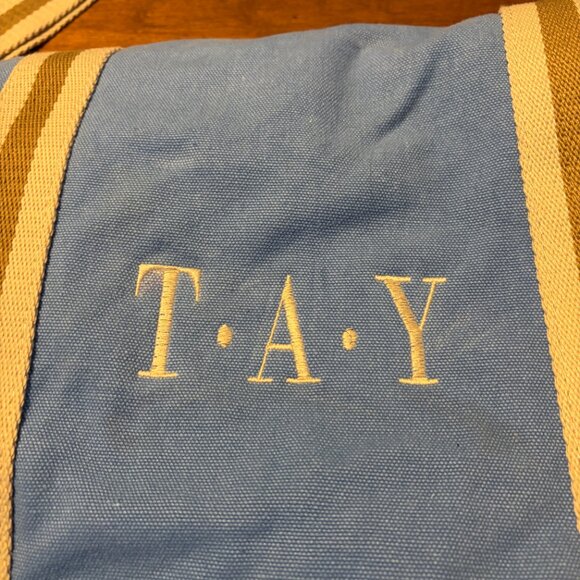 Pottery Barn Teen messenger bag canvas intials monogram TAY - Picture 4 of 14